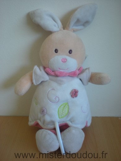Nounours Lapin Jaune robe blanc rose - Très bon état