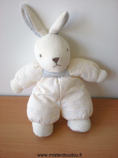 Nounours Lapin Rose tres clair motifs fleurs tête en tissus éponge - Très bon état