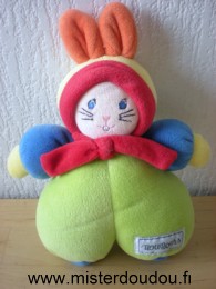 Nounours Lapin Vert bleu rouge - Très bon état