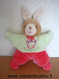 Nounours Lapin Vert rouge tête d 'enfant , nounours - Très bon état
