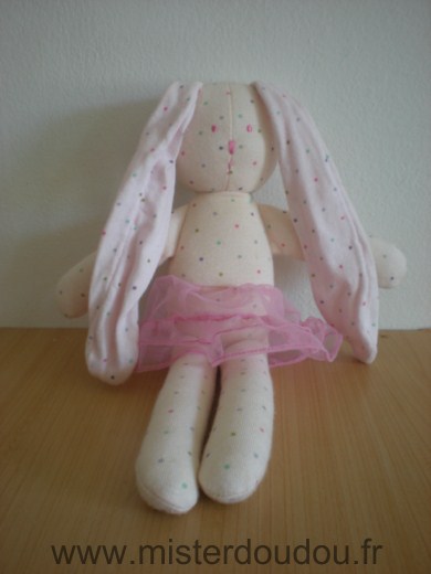 Petit bateau Lapin Rose a pois multicolores tutu rose - Très bon état