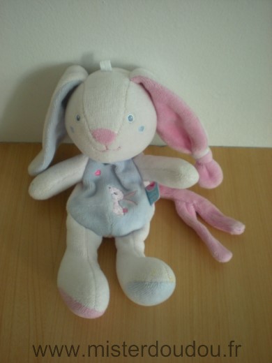 Sucre d orge Lapin Bleu rose attache tetine rose - Très bon état