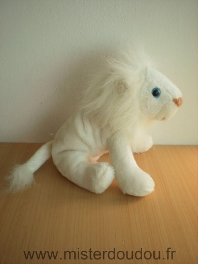 Peluches du monde Lion Blanc yeux bleu - Très bon état