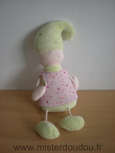 Corolle Lutin Vert robe rose - Très bon état