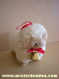 Cedatec Mouton Ecru beige ruban rouge clochette - Bon état