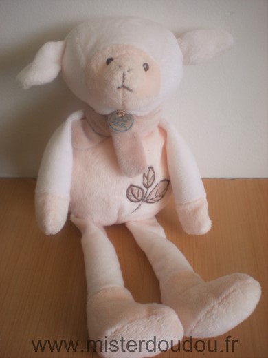 Cp international Mouton Ecru beige malice et bulle motif feuilles - Très bon état