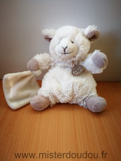 Doudou et compagnie Mouton Blanc beige mouchoir blanc - Très bon état