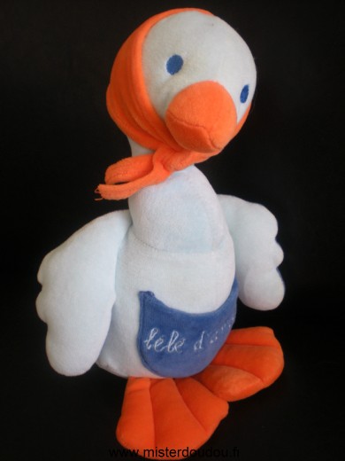 Graine d éveil Oie Bleu orange brodé bébé d'amour - Très bon état