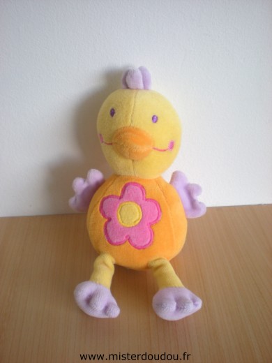 Baby sun Oiseau Jaune orange fleur rose - Très bon état