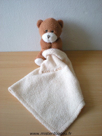 Baby land Ours Marron mouchoir beige - Très bon état
