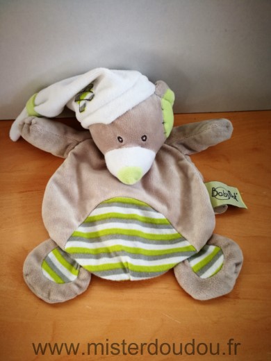 Baby nat Ours Beige vert bonnet blanc - Très bon état