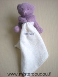 Baby nat Ours Mauve mouchoir écru - Très bon état