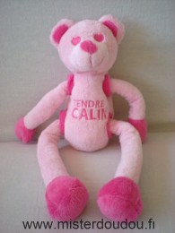 Cmp Ours Rose brodé tendre calin - Très bon état