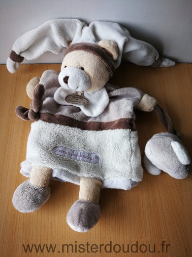 Doudou et compagnie Ours Beige blanc gris - Très bon état