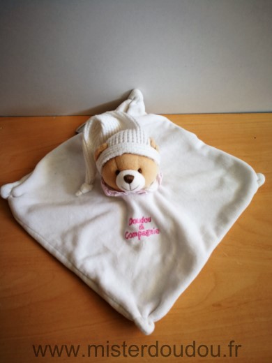 Doudou et compagnie Ours Blanc rose - Très bon état