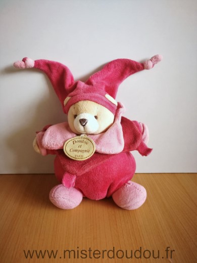 Doudou et compagnie Ours Rose fushia framboise - Très bon état