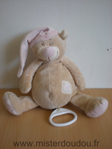 Doukidou Ours Beige rose bonnet rose - Très bon état