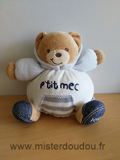 Kaloo Ours Blanc bleu ptit mec - Très bon état