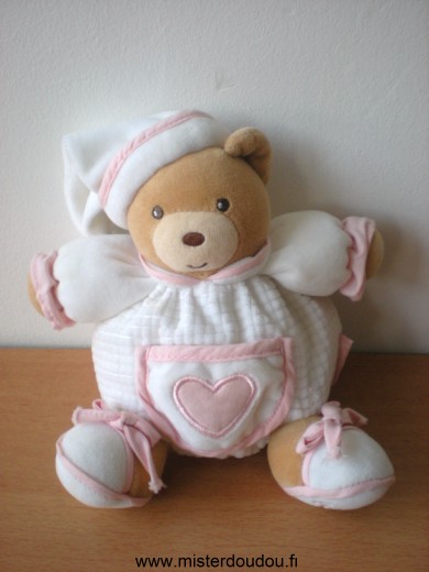Kaloo Ours Blanc coeur rose - Très bon état