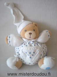 Kaloo Ours Blanc coeurs bleus - Etat moyen