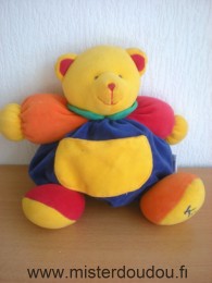 Kaloo Ours Bleu rouge orange jaune col vert poche jaune - Très bon état