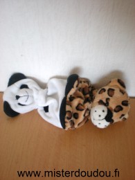 Marque Inconnue Ours Ours blanc noir reversible leopard beige taches marrons - Très bon état