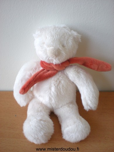 Moulin roty Ours Blanc echarpe orange collection les trois ours - Très bon état