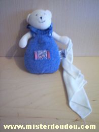 Moulin roty Ours Bleu mouchoir écru - Etat moyen