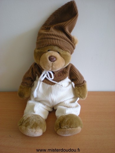 Nicotoy Ours Ecru maron tête mains pieds en peluche - Très bon état
