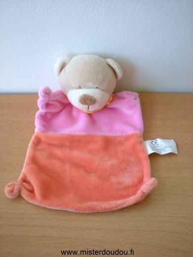 Nicotoy Ours Rose orange foulard jaune - Très bon état