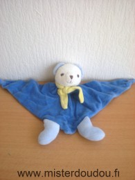 Nounours Ours Bleu écharpe jaune - Bon état