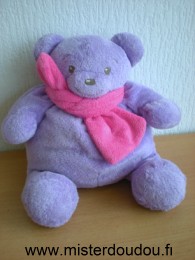 Nounours Ours Mauve écharpe rose avec papillon brodé sur la poitrine - Très bon état
