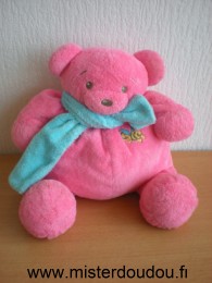 Nounours Ours Rose echarpe bleu abeille brodée sur la poitrine - Très bon état