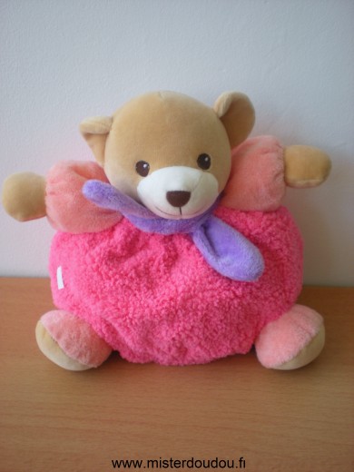 Nounours Ours Rose fushia echarpe violette - Très bon état