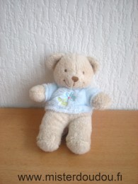 Tex Ours Beige pull bleu avec fleur - Très bon état