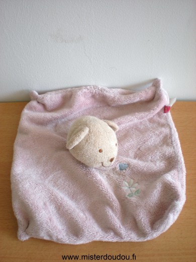 Tex Ours Rose foncé avec fleur et papillon brodés - Bon état