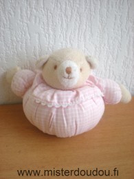 Trousselier Ours Rose rayé blanc - Etat moyen