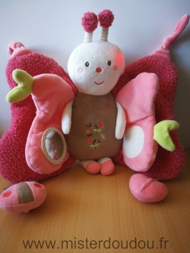 Baby sun Papillon Rose beige blanc musical lumineux - Très bon état