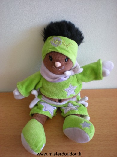 Baby nat Poupée Marron vert mauve - Très bon état