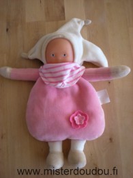 Corolle Poupée Rose écru beige foulard rayé - Très bon état
