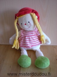 Julia Poupée Blanc robe rayée rose blanc - Mauvais état