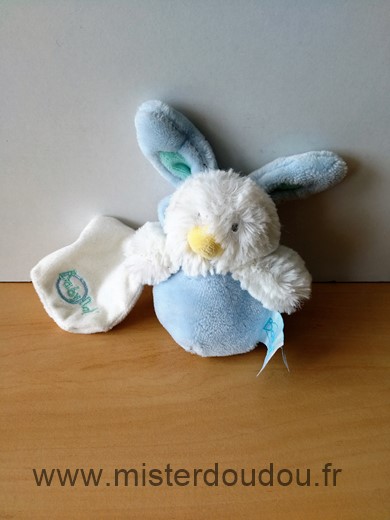 Baby nat Poussin Bleu mouchoir blanc capuche lapin - Très bon état