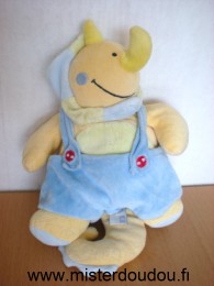 Pédro Rhinocéros Jaune salopette bleue - Très bon état