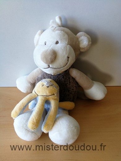 Noukie s Singe Beige marron blanc pieuvre - Très bon état