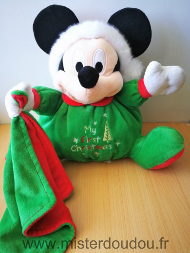 Disney Souris Mickey vert rouge mouchoir noel christmas - Très bon état
