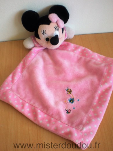 Disney Souris Minnie rose points blanc coccinelle fleur papillon - Très bon état