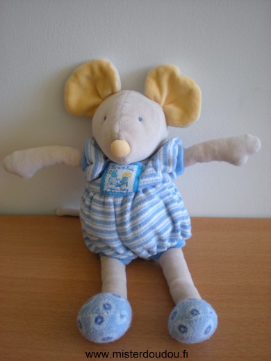 Moulin roty Souris Bleu jaune beige lise - Très bon état