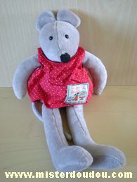 Moulin roty Souris Gris robe rouge - Très bon état