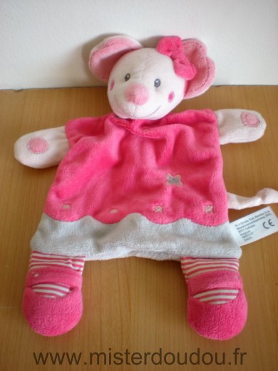 Nicotoy Souris Blanc rose gris noeud rose - Très bon état
