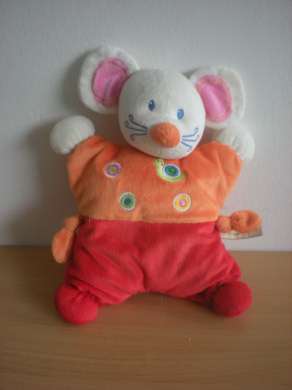 Nicotoy Souris Orange rouge motif escargot - Très bon état